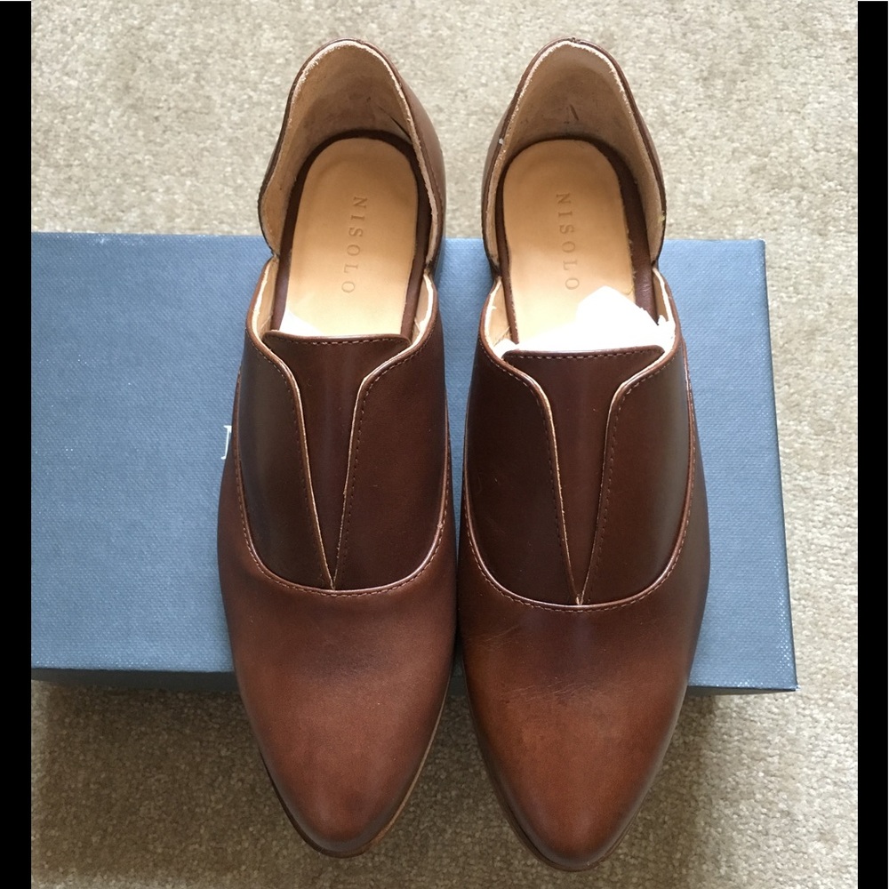 Nisolo Emma d'Orsay Oxford Cognac sz 8.5 NWT